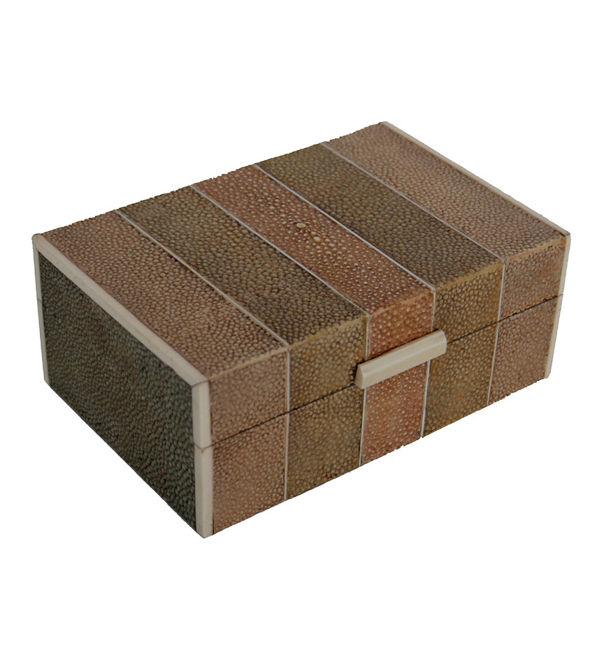 A rare Art Deco tri-colored shagreen banded box.